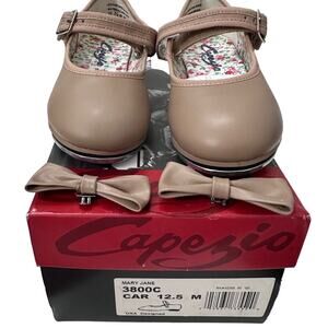 Capezio Girls SHOES Nude Kids sz 12.5 Leather Mary Jane Tap Dance dance New Tag
